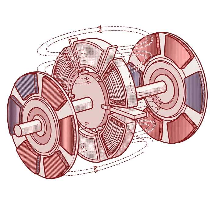 Technical drawing of the FrenoFlux motor